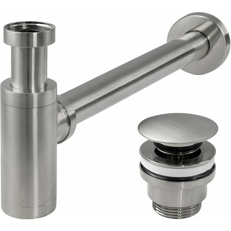 foto del prodotto rea sifone per lavabo klik klak universale brush nickle inox