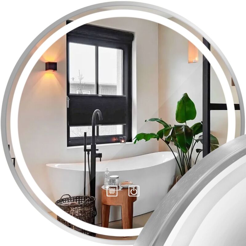 foto del prodotto rea specchio led 60cm mmj brush silver