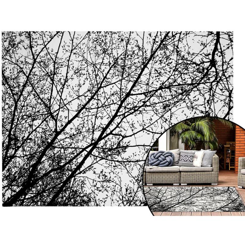 foto del prodotto rea tappeto tutumi trees 140x200 black white