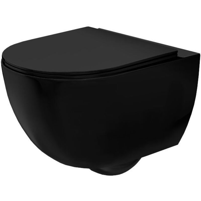foto del prodotto rea vaso wc sospeso carlo mini rimless flat black mat