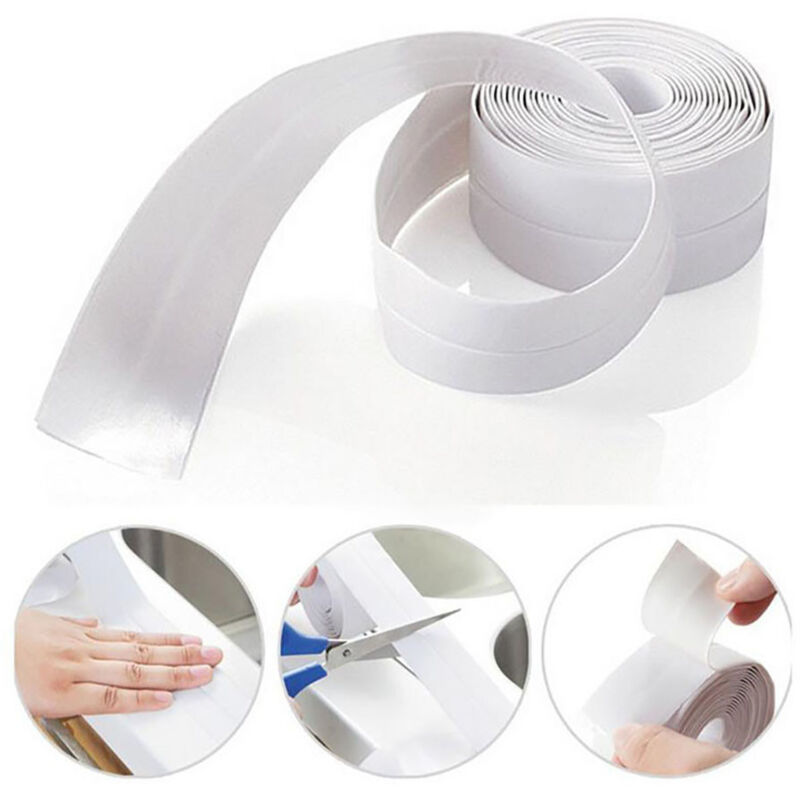foto del prodotto readcly guarnizione per bagno in silicone bianco, guarnizione per vasca da bagno, nastro sigillante, antimuffa e impermeabile, nastro adesivo
