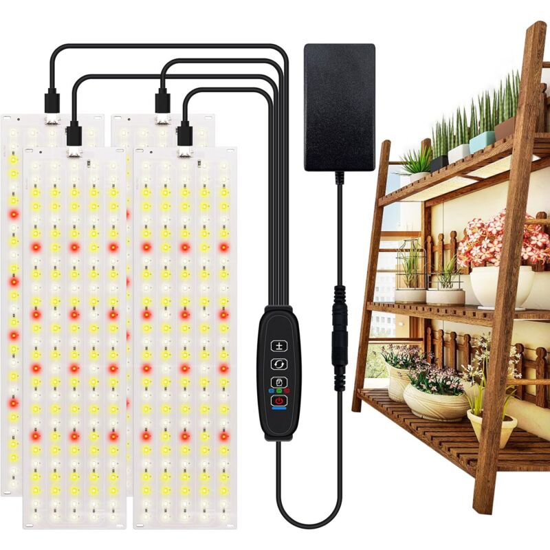 foto del prodotto readcly lampada per piante a led da 4 pezzi, lampada per piante da interno, lampada per piante, con timer da 3 9 12 ore, 10 livelli di luminosit ,