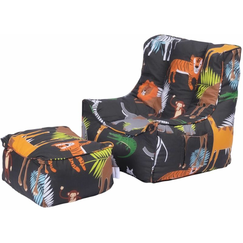 foto del prodotto ready steady bed poltrona pouf a sacco per bambini con poggiapiedi, pouf per bambini per sale giochi e soggiorni, pouf a sacco per bambini con