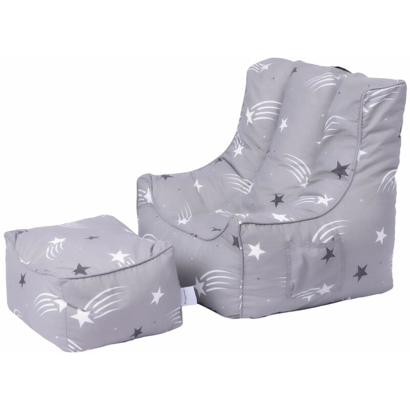 foto del prodotto ready steady bed poltrona pouf a sacco per bambini con poggiapiedi, pouf per bambini per sale giochi e soggiorni, pouf a sacco per bambini con