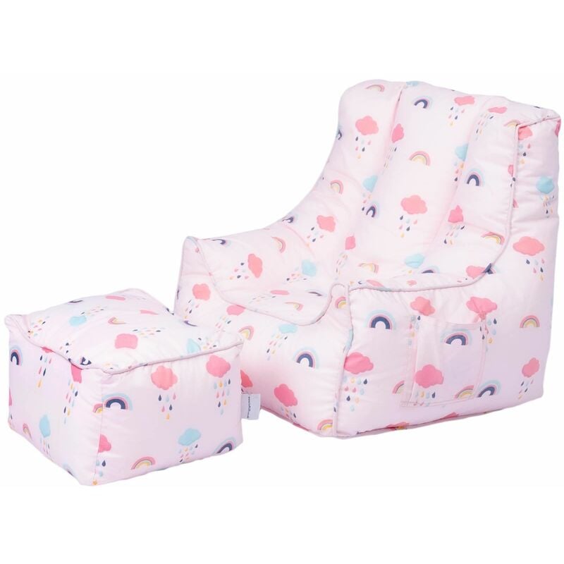 foto del prodotto ready steady bed poltrona pouf a sacco per bambini con poggiapiedi, pouf per bambini per sale giochi e soggiorni, pouf a sacco per bambini con