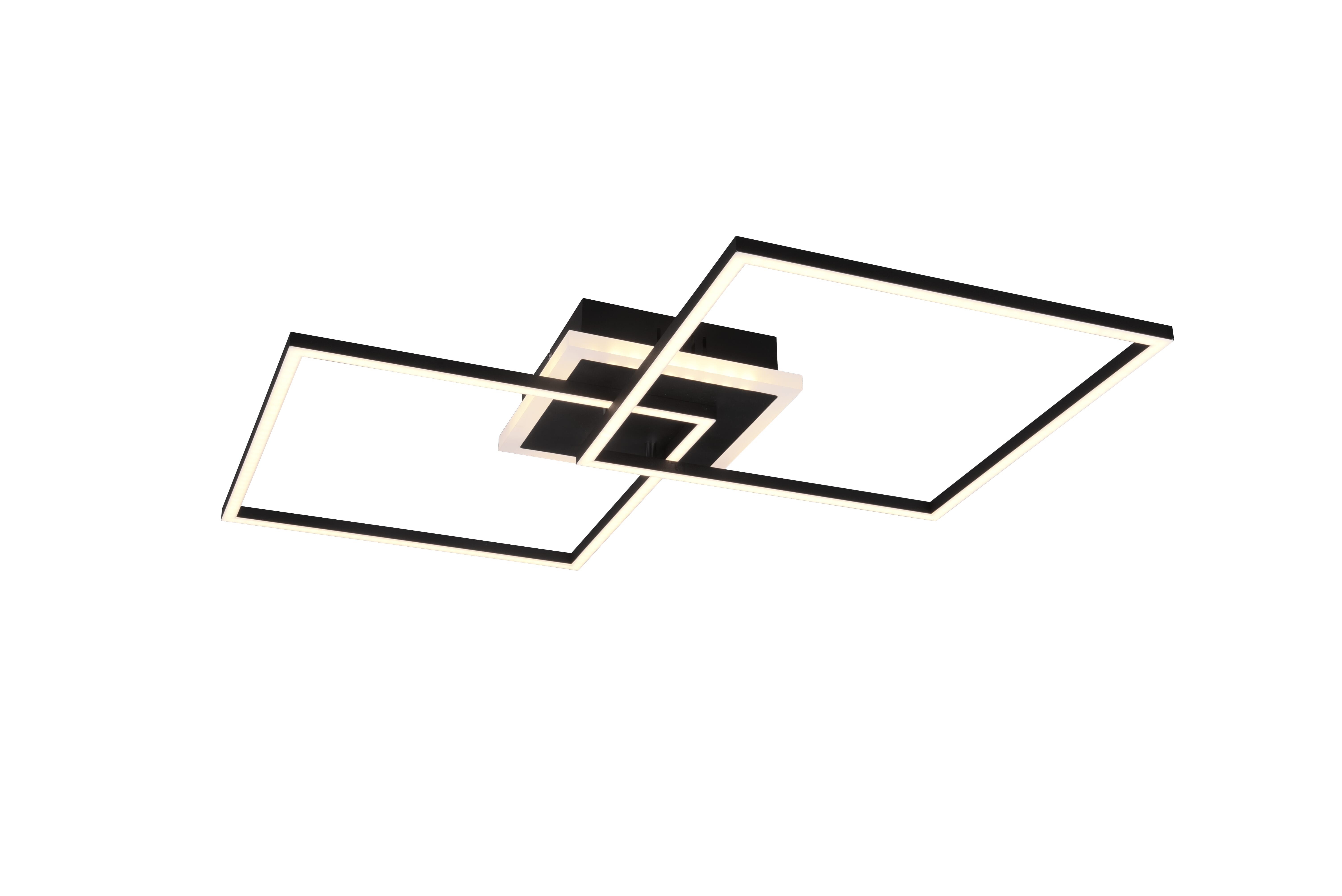 foto del prodotto reality arribo plafoniera led 35,5w 3850lm, 3000k doppio quadrato nero opaco con telecomando multifunzione anche rgb l.61cm