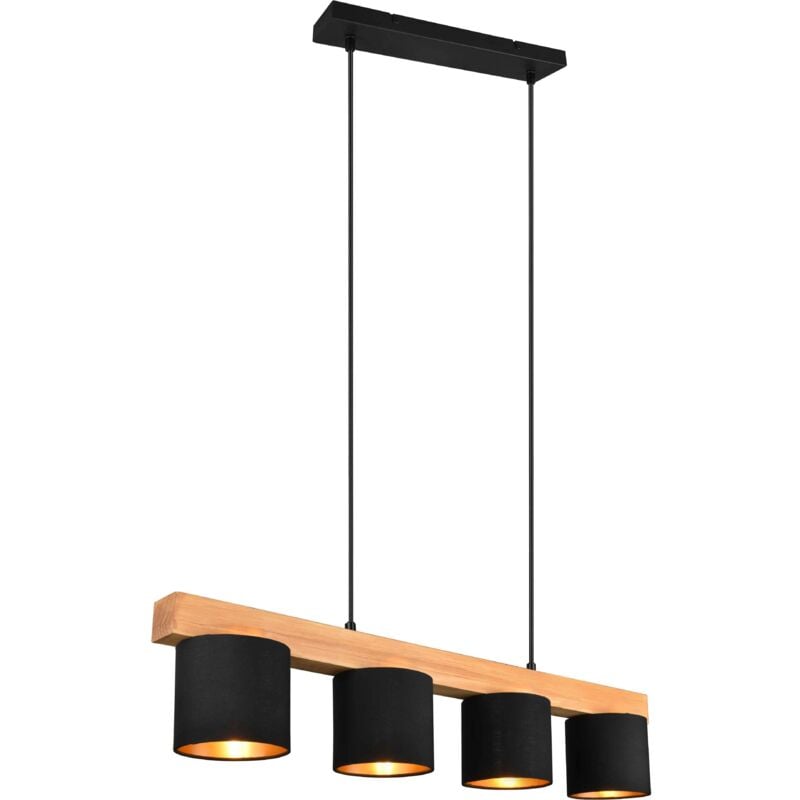 foto del prodotto reality lampada a sospensione 4 luci, legno, oro nero, l 75 cm, cameron
