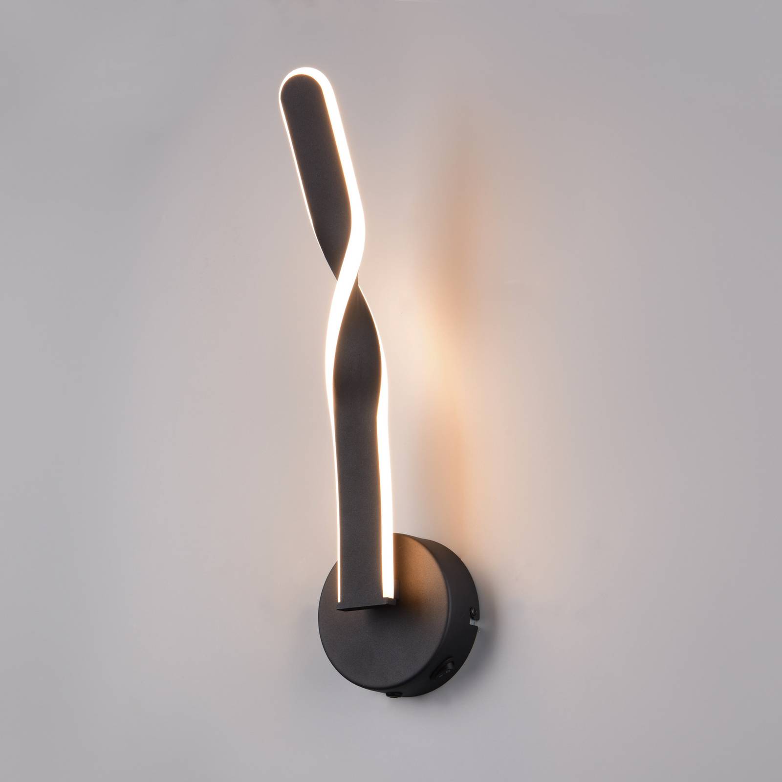 foto del prodotto reality leuchten applique a led ginko, nero opaco, metallo, altezza 45,5 cm