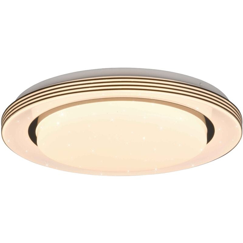 foto del prodotto reality leuchten atria plafoniera led 18w 2000lm, 3000 6000k bordo nero con telecomando multifunzione con diffusore effetto cielo stellato d.38cm