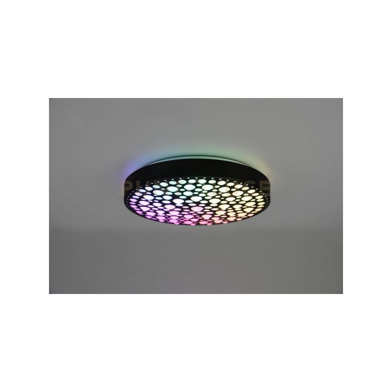 foto del prodotto reality leuchten chizu plafoniera led 22w 2500lm, 2700 6000k rotonda nera effetto cerchi anche rgb con telecomando multifunzione d. 40cm