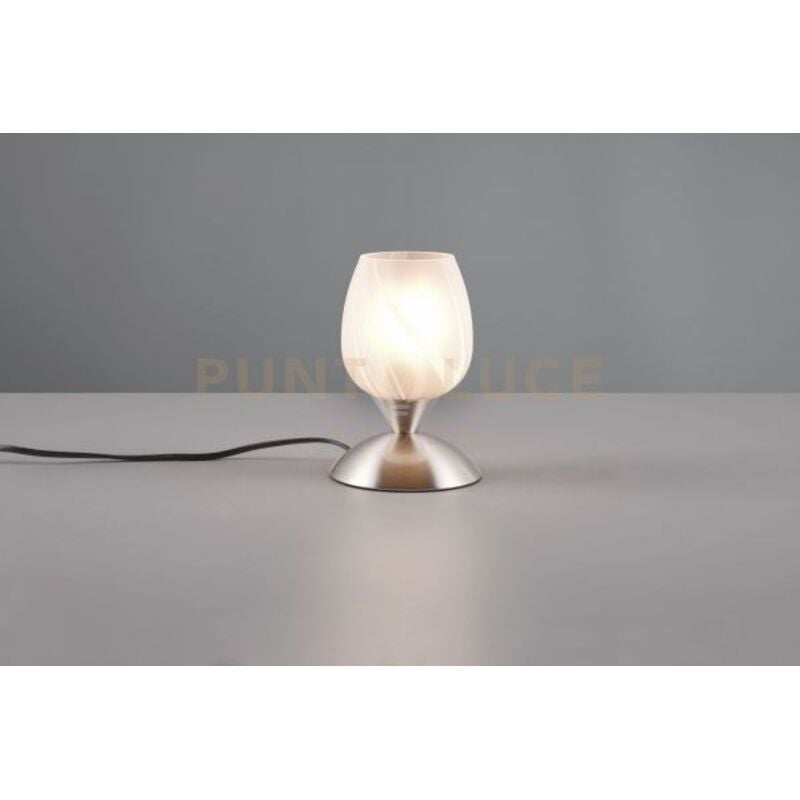foto del prodotto reality leuchten cup ii lampada in acciaio e vetro calice alabastro h.18cm 1 luce attacco e14