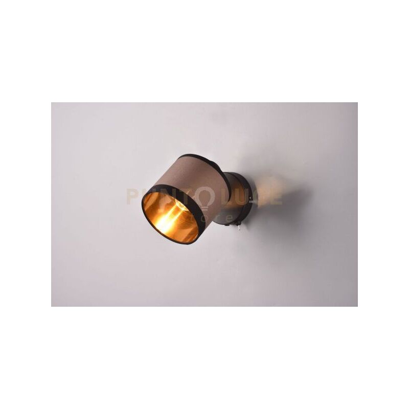 foto del prodotto reality leuchten davos spot singolo orientabile metallo cromato paralume tortora e oro h. 21cm attacco e14