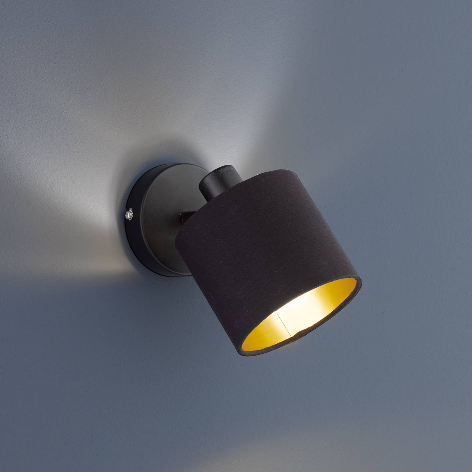 foto del prodotto reality leuchten faretto da parete tommy, nero oro, larghezza 12 cm, metallo tessuto