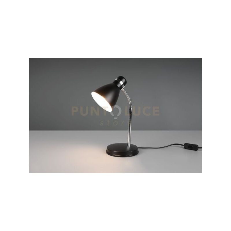 foto del prodotto reality leuchten harvey lampada da studio da tavolo metallo nero e cromato flessibile h. 33cm 1 luce attacco e27