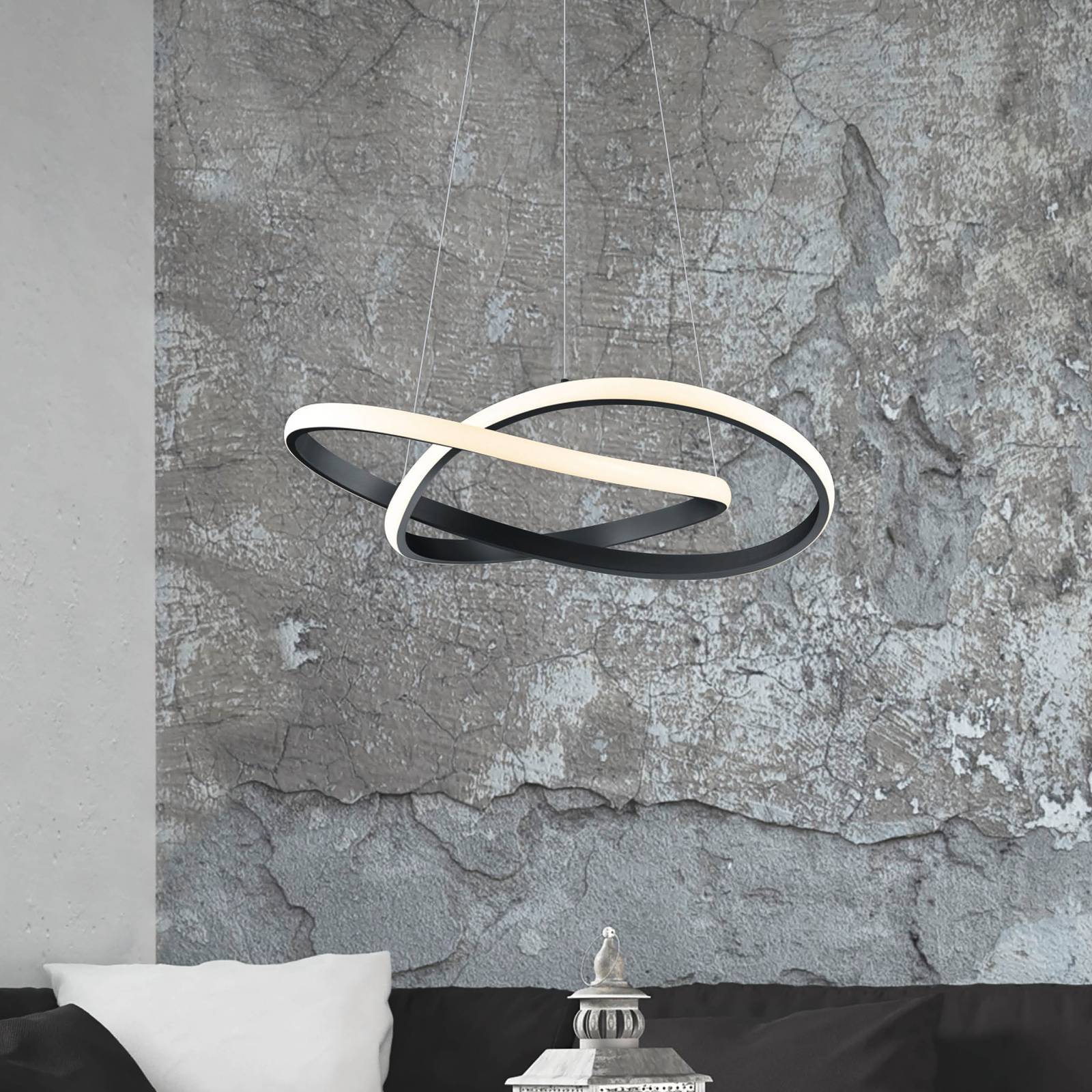 foto del prodotto reality leuchten lampada a sospensione course led, nero, 3.000 k, 60 cm, metallo