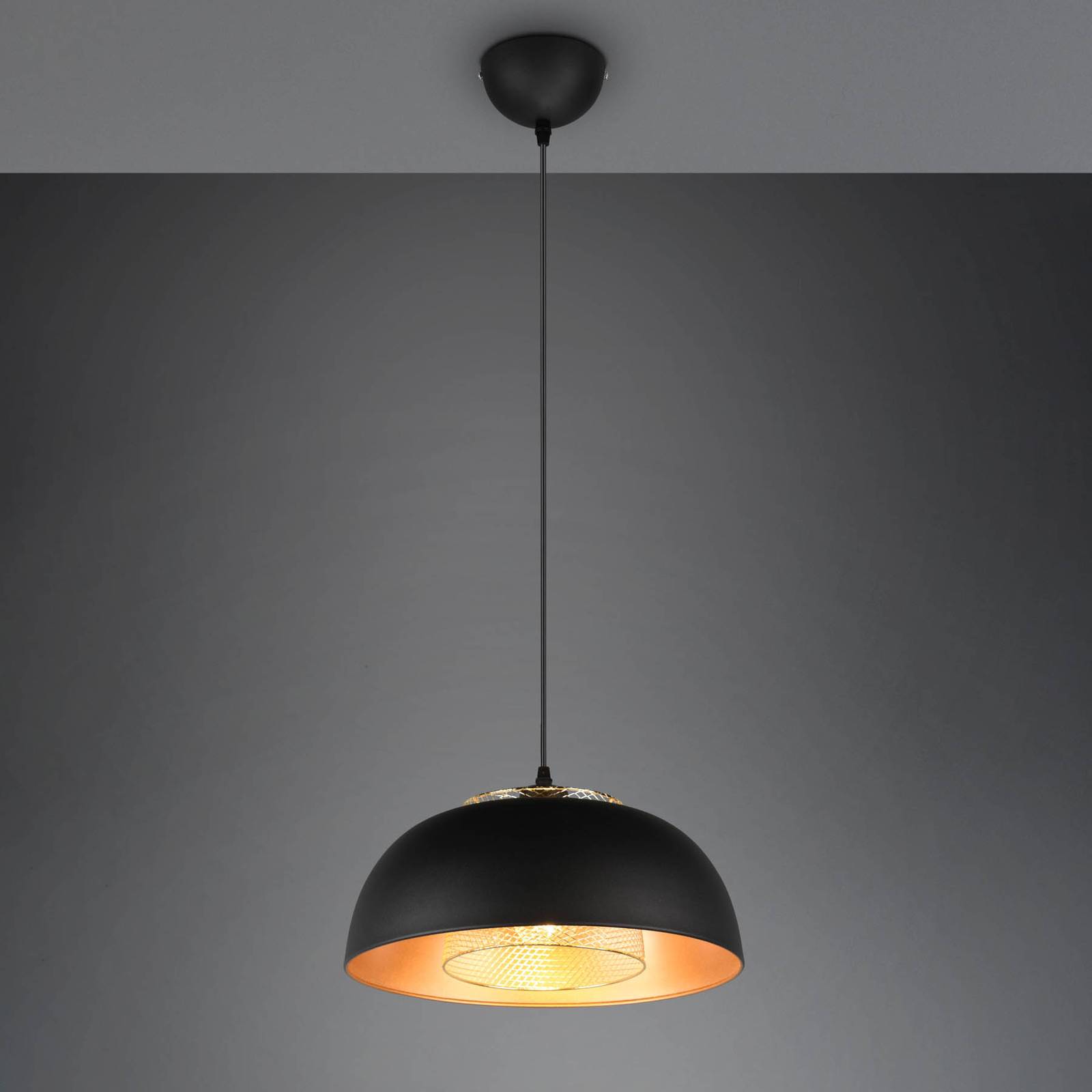 foto del prodotto reality leuchten lampada a sospensione punch nero/oro a 1 luce 35 cm