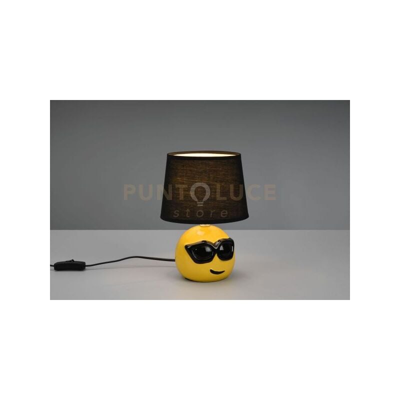 foto del prodotto reality leuchten lampada coolio in ceramica smile occhiali da sole con paralume nero r51201002