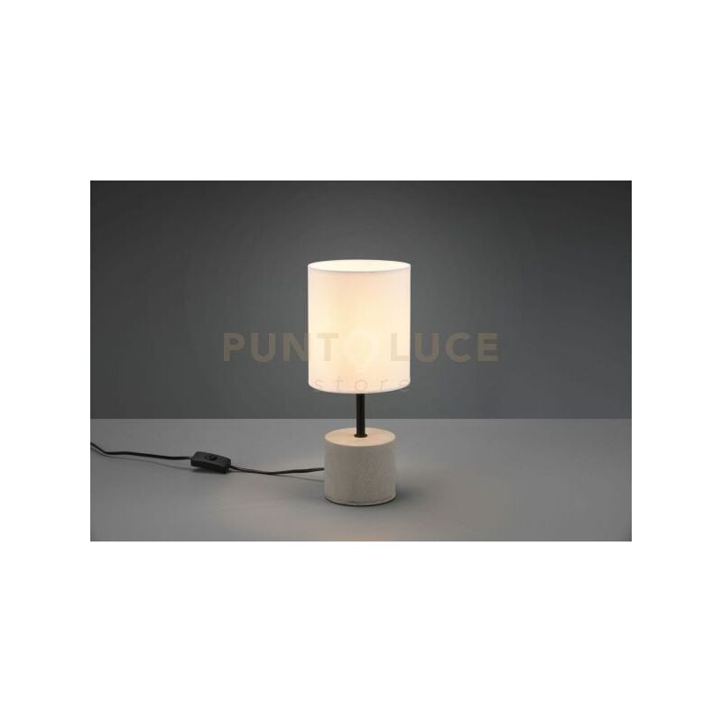 foto del prodotto reality leuchten lampada da tavolo con paralume bianco base cemento grigio ben r51251001
