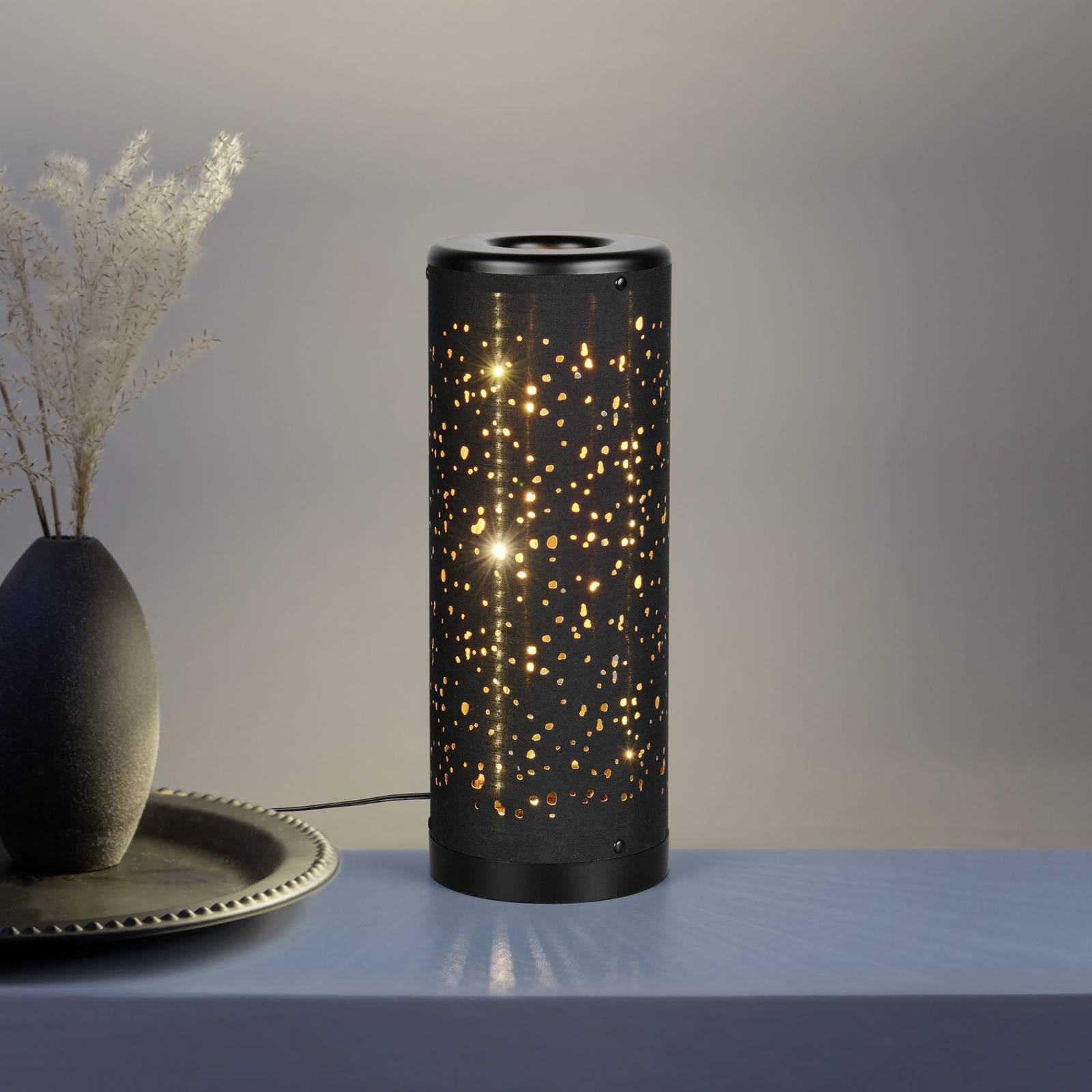 foto del prodotto reality leuchten lampada da tavolo led taco, nera, plastica, altezza 34,5 cm
