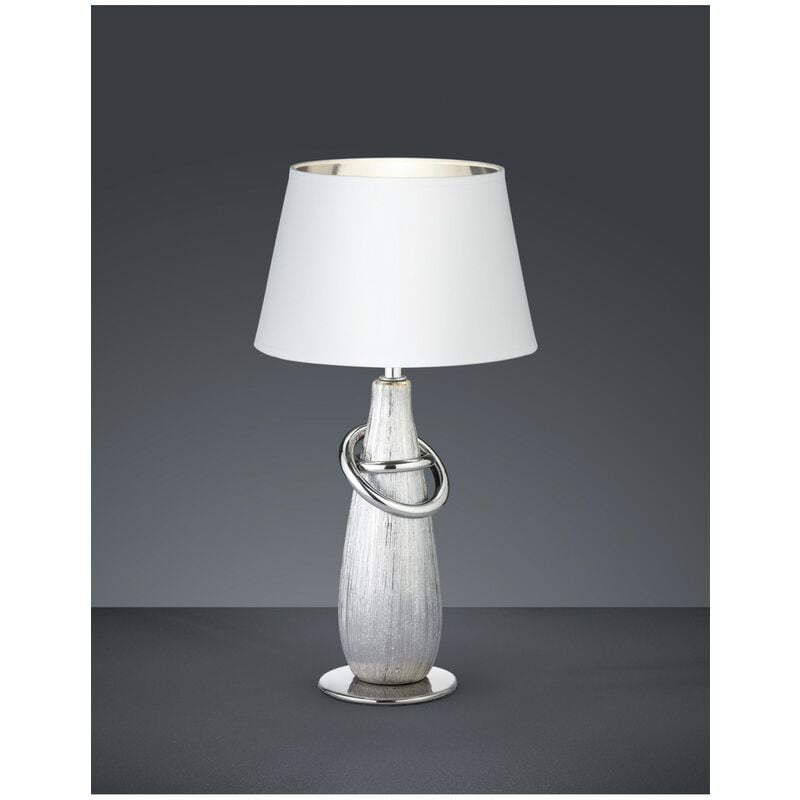 foto del prodotto reality leuchten lampada da tavolo moderna ceramica argento thebes h38 cm trio lighting