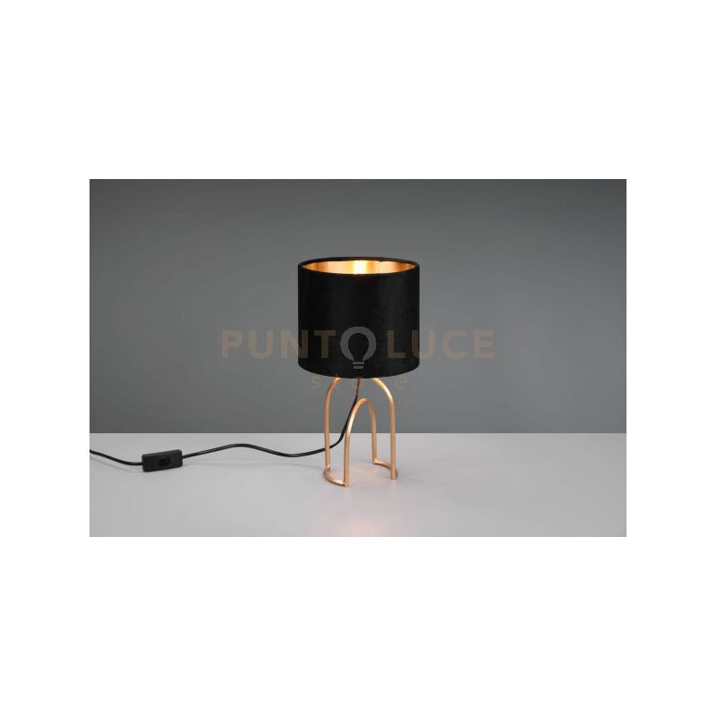 foto del prodotto reality leuchten lampada grace r51131002 metallo oro e paralume velluto nero