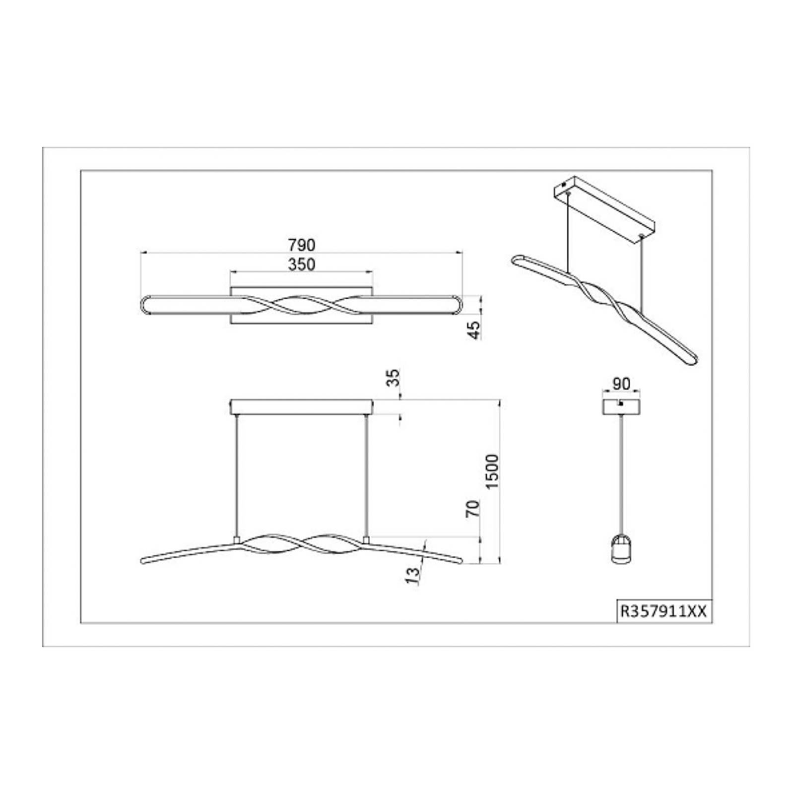 foto del prodotto reality leuchten lampada led a sospensione ginko, nero opaco, metallo, lunghezza 79 cm