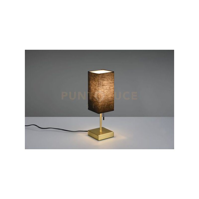foto del prodotto reality leuchten lampada ole con interruttore a corda e doppia porta usb h.30cm paralume nero colore ottone satinato r51061008