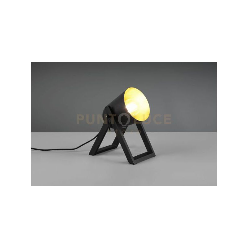 foto del prodotto reality leuchten marc lampada da tavolo con piedi di legno diffusore metallo nero e oro h. 21cm 1 luce attaco e27