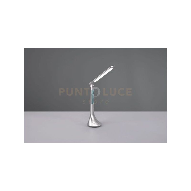 foto del prodotto reality leuchten patty lampada da studio led 4w 380lm, 4000k alluminio ricaricabile con ora, data e sveglia accensione touch h. 34cm