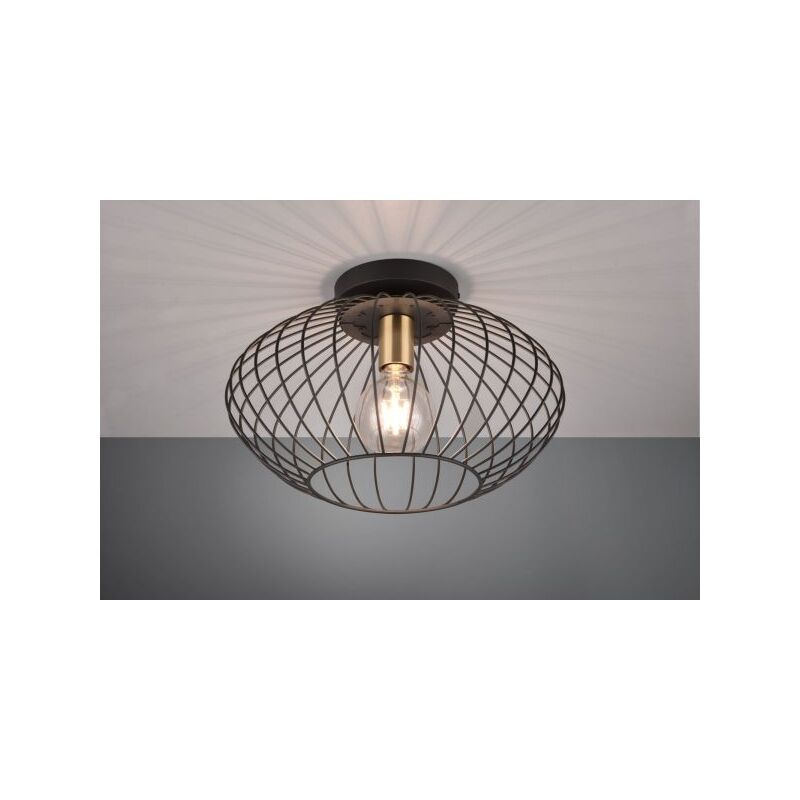 foto del prodotto reality leuchten plafoniera grid metallo gabbia nera e ottone r61371032
