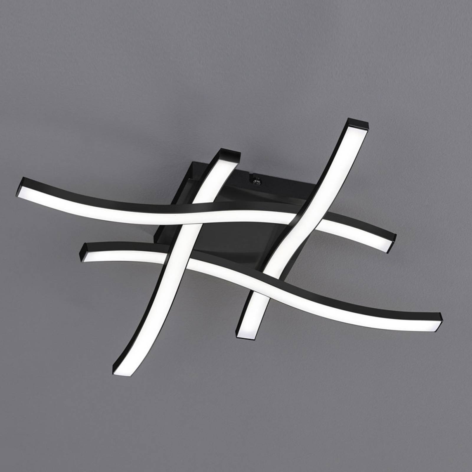 foto del prodotto reality leuchten plafoniera led route in nero, 4 luci