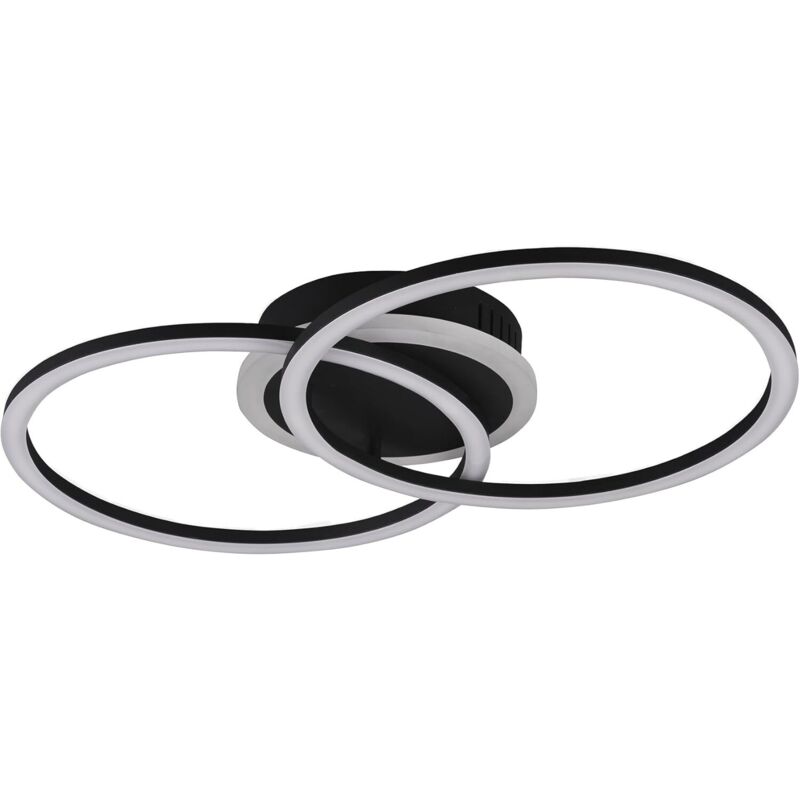 foto del prodotto reality leuchten plafoniera venida a led doppio cerchio nero opaco larghezza 50 cm