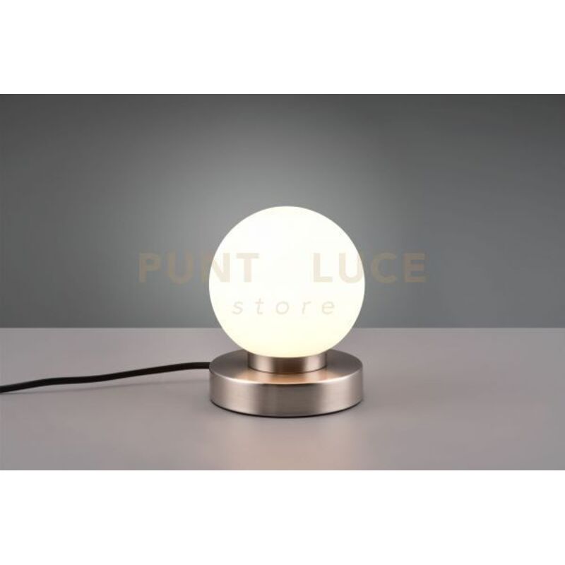 foto del prodotto reality leuchten prinz ii lampada acciaio sfera bianca h.15cm 1 luce attacco e14
