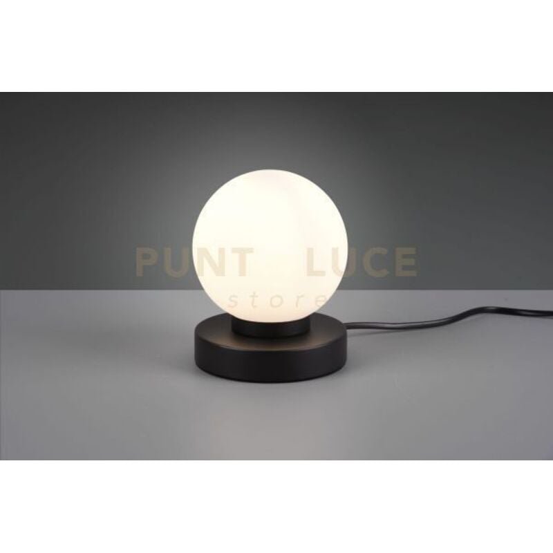 foto del prodotto reality leuchten prinz ii lampada nera e sfera bianca h 15cm 1 luce attacco e14