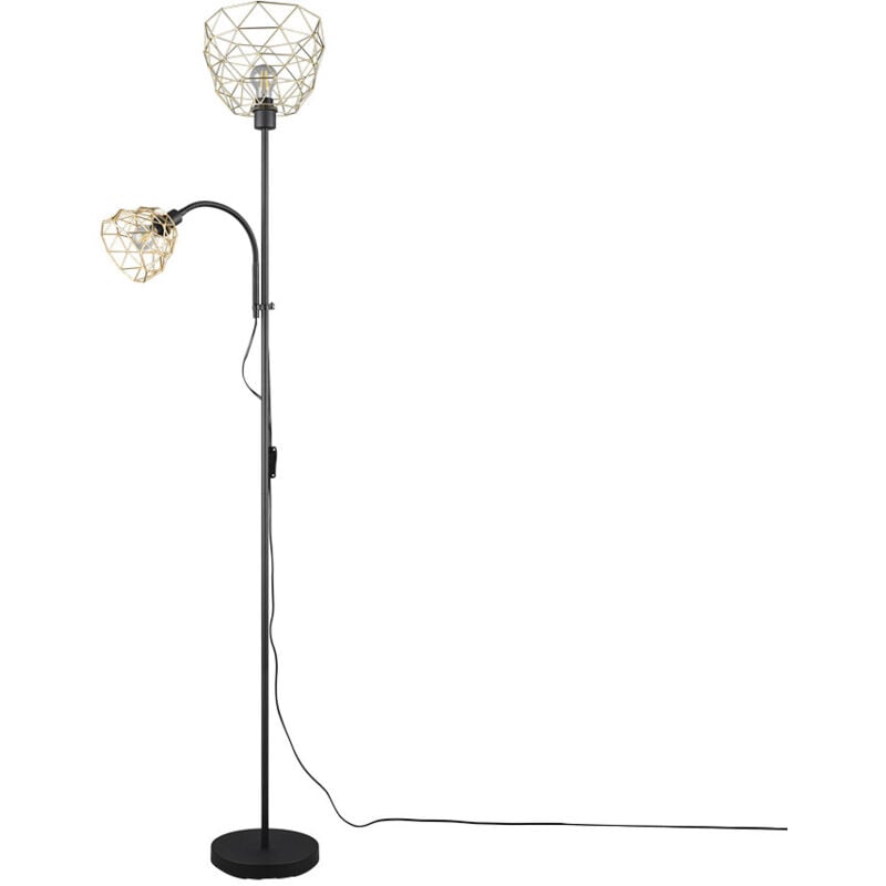 foto del prodotto reality leuchten proiettore da soffitto lampada da terra industriale nero oro lampada da soggiorno lampada da lettura flessibile, commutabile