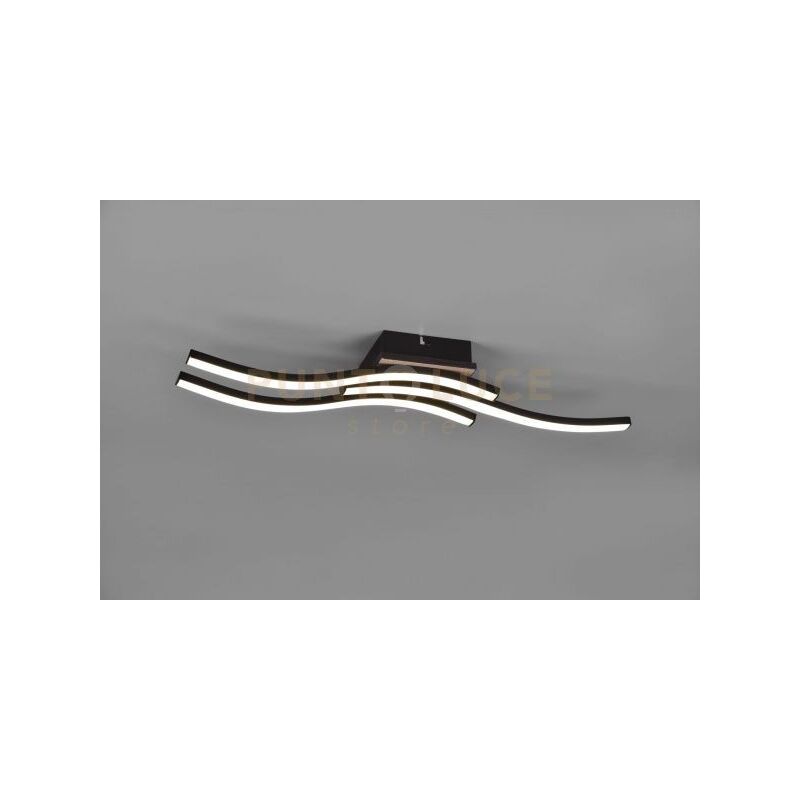 foto del prodotto reality leuchten route plafoniera led 15w 1000lm, 3000k 3 bacchette ondulate antracite con effetto legno l. 56cm