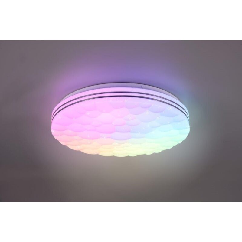foto del prodotto reality leuchten tiger plafoniera led rotonda con superficie organica ad effetto cielo stellato con telecomando multifunzione d. 38cm