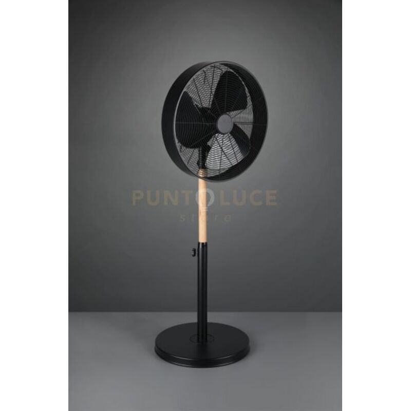 foto del prodotto reality leuchten ventilatore pedana da terra nero e legno oscillante elegante viking gd trio