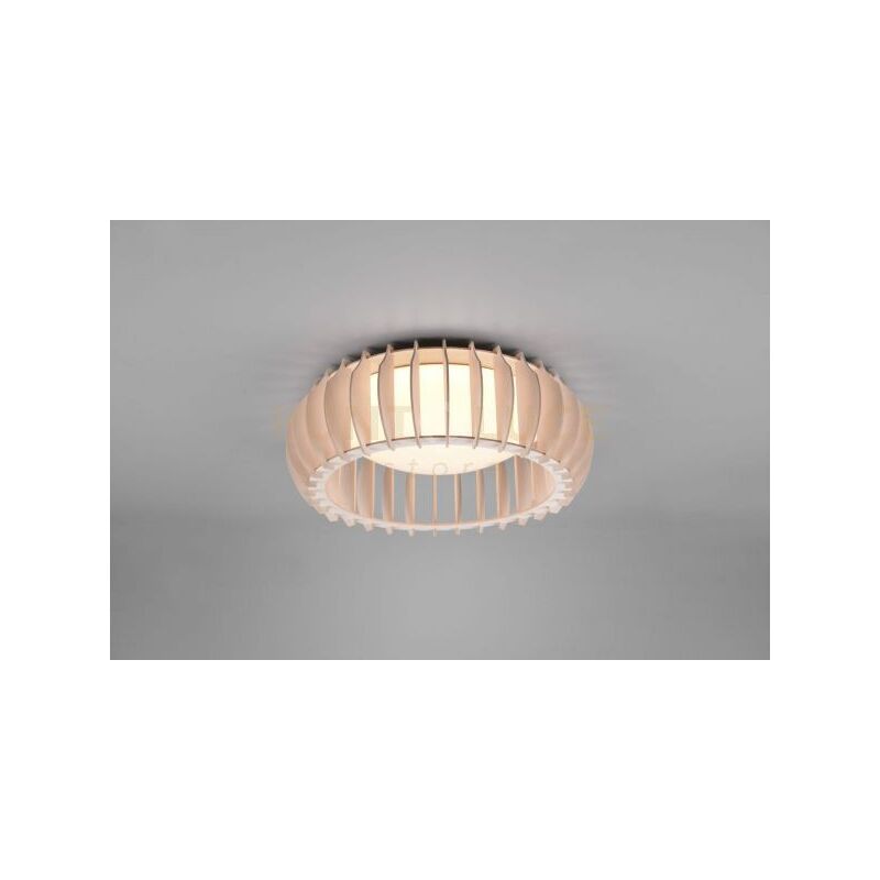 foto del prodotto reality monte plafoniera led con struttura legno colore naturale con dimmer d.40cm
