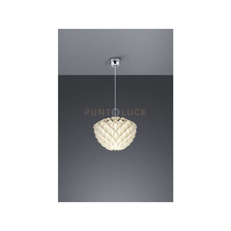 foto del prodotto reality titlia sospensione metacrilato bianco decoro origami con montatura metallo cromato d.40cm 1 luce attacco e27