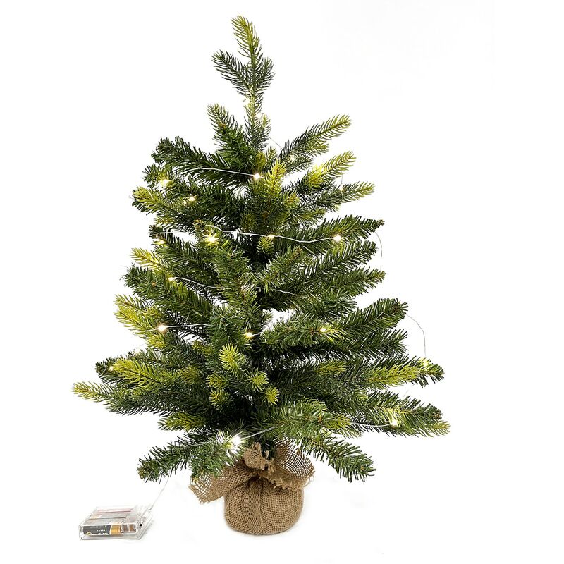 foto del prodotto rebecca mobili albero di natale artificiale mini verde piccolo 60 cm base yuta con 50 luci led