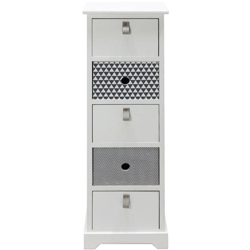 foto del prodotto rebecca mobili cassettiera alta con 5 cassetti in legno bianco moderna ingresso 93x30x25 cm