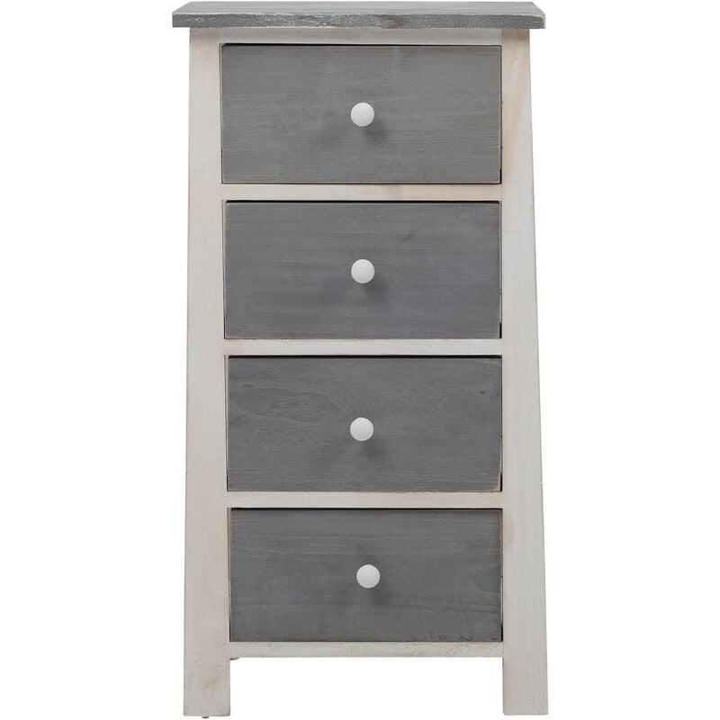 foto del prodotto rebecca mobili cassettiera comodino bianco shabby grigio 4 cassetti 73x37x27