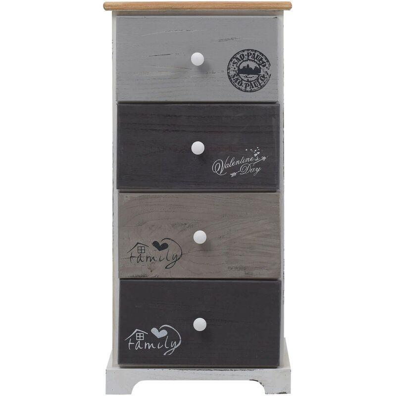 foto del prodotto rebecca mobili cassettiera comodino shabby chic bianco 4 cassetti 72x35x27