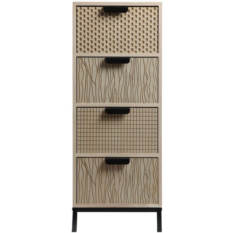 foto del prodotto rebecca mobili cassettiera con 4 cassetti in legno e metallo stile moderno