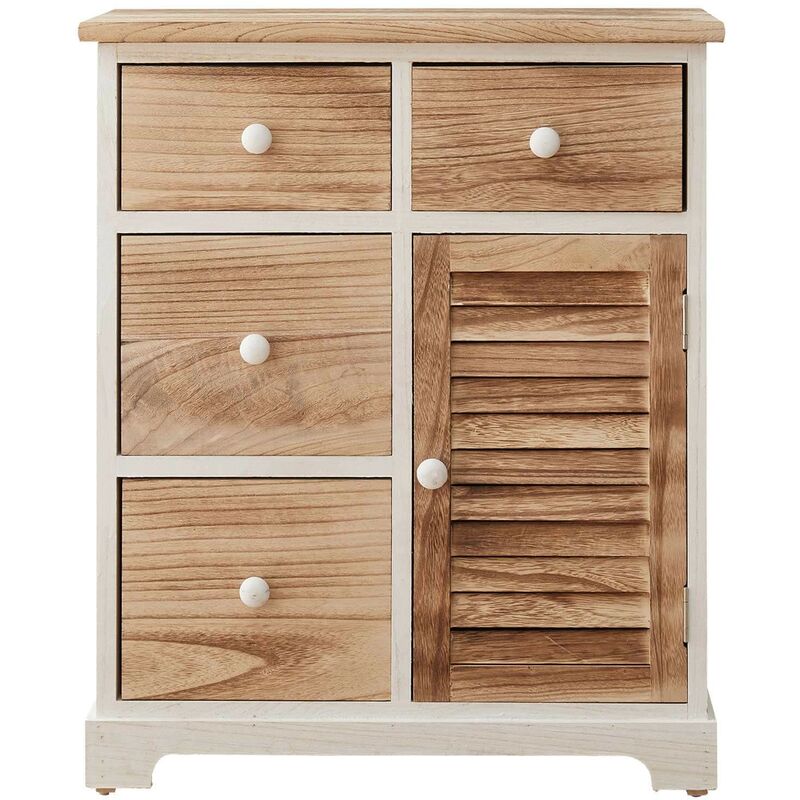 foto del prodotto rebecca mobili cassettiera credenza bianco legno 4 cassetti 1 anta 70x60x30