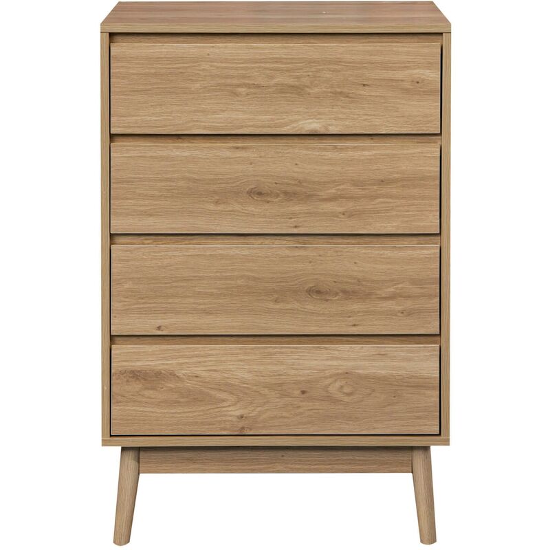 foto del prodotto rebecca mobili cassettiera mobile 4 cassetti legno marrone stile nordico per camera da letto