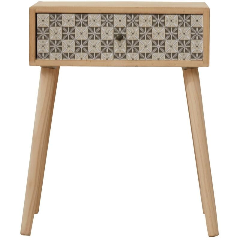 foto del prodotto rebecca mobili comodino 1 cassetto scandinavo legno chiaro grigio 57x45x30