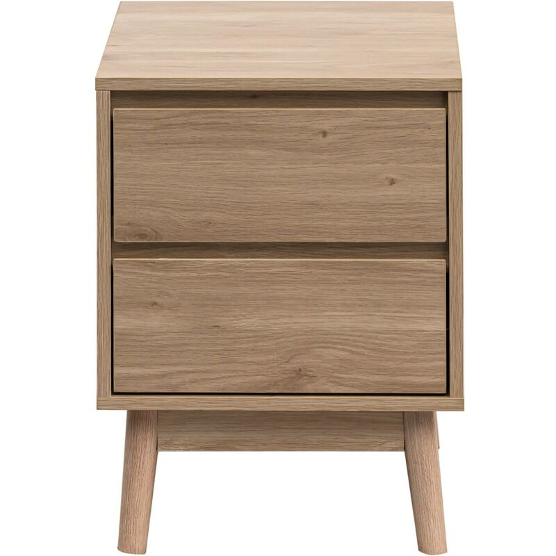 foto del prodotto rebecca mobili comodino 2 cassetti in legno marrone nordico per camera da letto 56,5x40x40 cm
