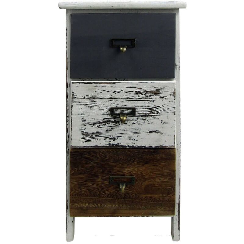 foto del prodotto rebecca mobili comodino 3 cassetti legno retro bianco grigio marrone 58x28x28